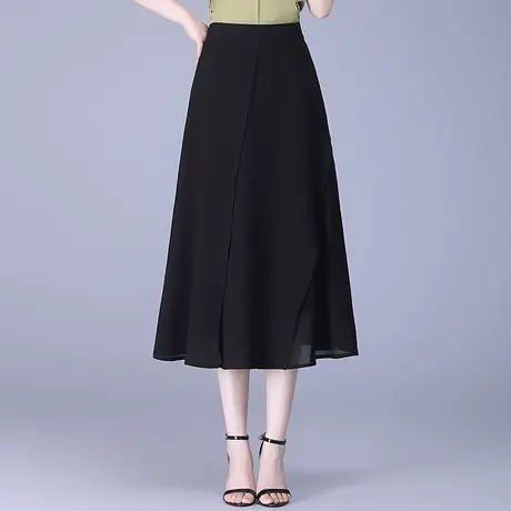 雪纺半身裙女2025夏季新款高腰显瘦中长款a字裙时尚垂感大摆伞裙图片