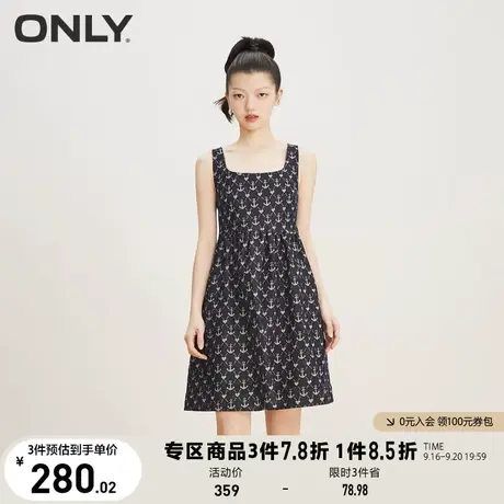 ONLY奥莱夏季新款时尚百搭满印短款吊带牛仔连衣裙女商品大图