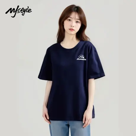 MJ STYLE男女同款短袖T恤圆领印花上衣宽松2025夏季新款百搭半袖图片