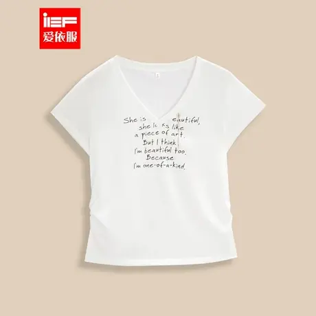 IEF/爱依服短袖上衣2025夏季新款美式设计感字母印花通勤百搭T恤商品大图
