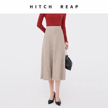 希区瑞普春秋中长款针织半身裙子a字裙气质新款修身显瘦极简长裙商品大图