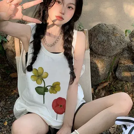 纯棉吊带坎肩背心无袖t恤女夏设计感小众外穿慵懒风宽松挂脖上衣商品大图