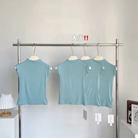 气质紧身上衣女打底夏季显瘦纤体短袖T恤软糯图片