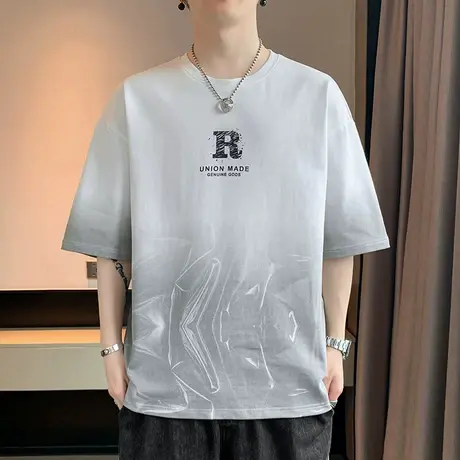 2025新款促销潮牌T恤男士夏季宽松圆领套头大码薄款上衣学生青年图片