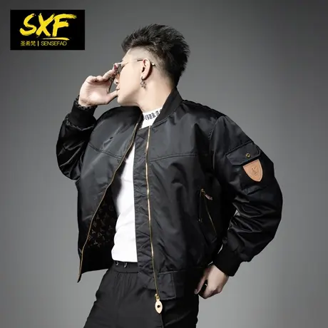 SXF圣希梵棒球服外套男 2024春季新款潮牌美式衣服飞行员夹克男士商品大图