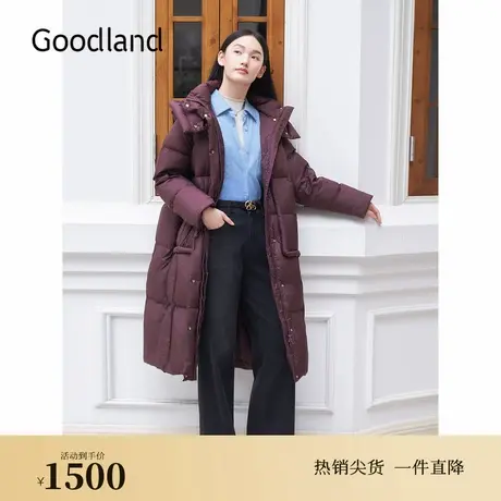 【安可拉红】Goodland美地2024冬季新款长款过膝加厚保暖羽绒服商品大图