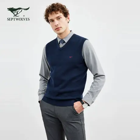 七匹狼毛衣男士2025新款秋冬休闲商务套头马甲针织衫无袖毛背心男图片