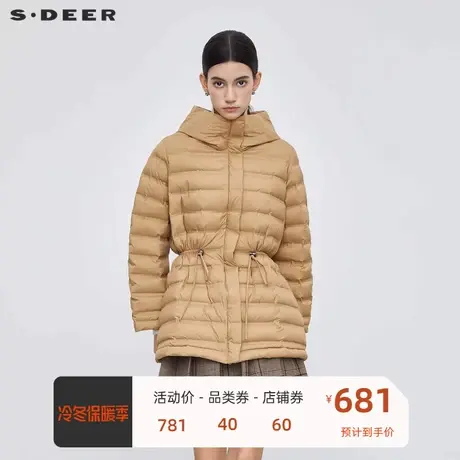 sdeer圣迪奥女装时尚高领连帽收腰宽松羽绒服S23463105🖲商品大图