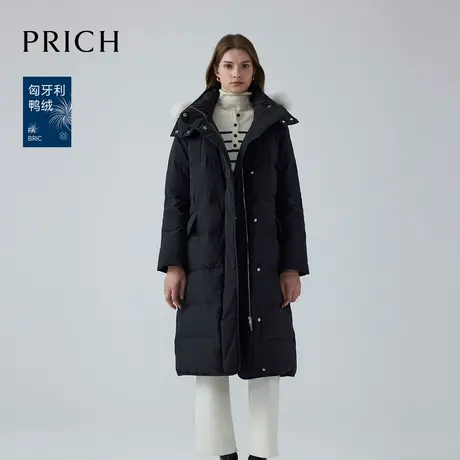 【匈牙利鸭绒+索罗娜】PRICH长款收腰羽绒服2024冬新款保暖外套女商品大图