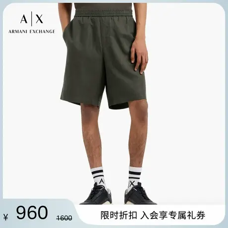 ARMANI EXCHANGE/阿玛尼2025夏季新款男士亚麻混纺松紧腰短裤官方图片