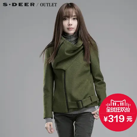 sdeer圣迪奥女装中性设计感拼接领外套 S14482243图片