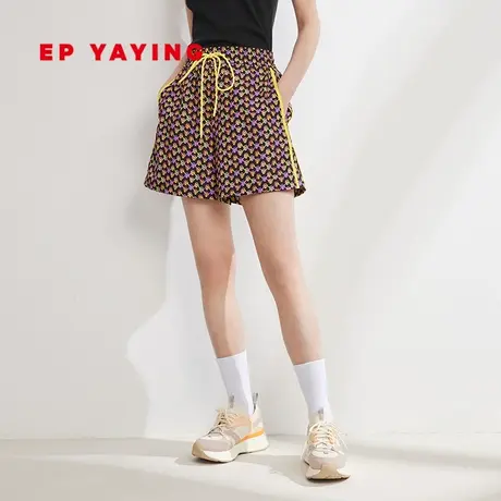 EP雅莹女装 休闲印花抽绳a字显瘦运动户外短裤 夏季商场同款6211A商品大图