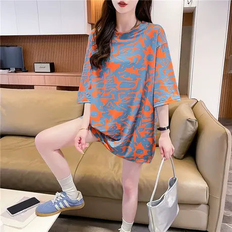 欧货2025早春夏新款宽松红色短袖t恤复古潮流小个子上衣单穿女装图片