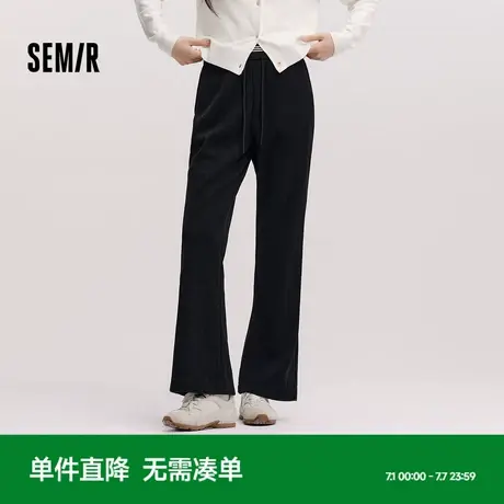 [商场同款]森马休闲裤女雪尼尔加绒喇叭裤2024冬新款撞色肌理长裤商品大图