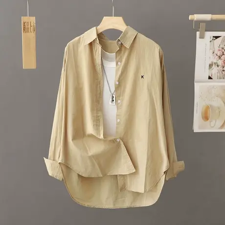 设计感小众洋气休闲衬衫女长袖开衫春秋季外穿衬衣外套宽松上衣潮商品大图