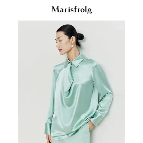 【新能量色彩】玛丝菲尔衬衫春装醋酸荡领优雅垂坠衬衫商品大图