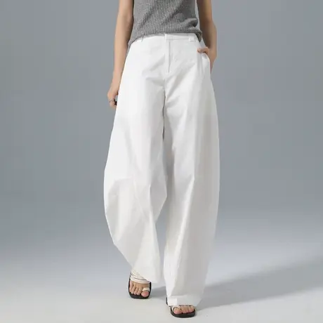 高腰阔腿裤女2025新款白色裤子夏季薄款休闲裤宽松显瘦香蕉直筒裤商品大图