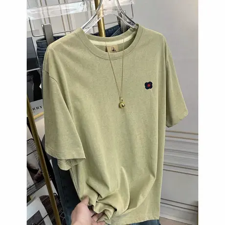 柔软雪花棉t恤女2025新款简约刺绣薄款韩版宽松气质短袖上衣夏季图片