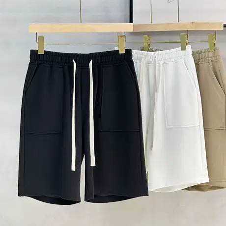 重磅肌理美式休闲夏季短裤男生裤子休闲运动裤抽绳5五分裤宽松潮图片