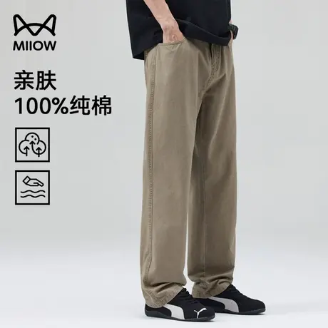 猫人纯棉休闲裤男2025夏季薄款新款卫裤宽松直筒垂顺挺括潮流百搭商品大图