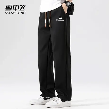 雪中飞休闲裤2025春夏新款时尚简约字母图案印花宽松系绳男士长裤图片