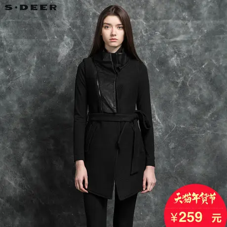sdeer圣迪奥女装设计感皮质可拆卸上衣S15381665图片