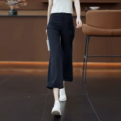 莱赛尔天丝棉休闲阔腿裤女2025夏季新款显瘦九分西装裤窄版直筒裤商品大图