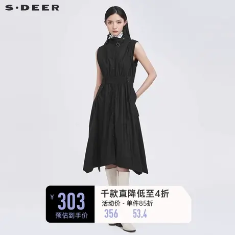 sdeer圣迪奥春装立领拼接不规则无袖长款马甲女S22181603🌄商品大图