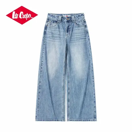 Lee Cooper/李库珀 潮流复古蓝色直筒宽松阔腿牛仔裤女显瘦神裤子图片