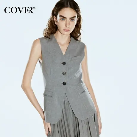 COVERINS秋季时髦格雷系精裁西装马甲商品大图