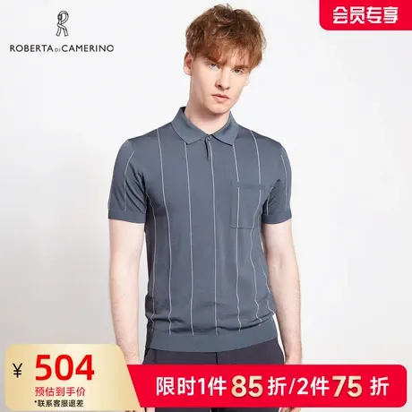 [时尚竖纹]ROBERTA诺贝达男装男士短袖POLO衫夏季新款休闲短袖T恤商品大图
