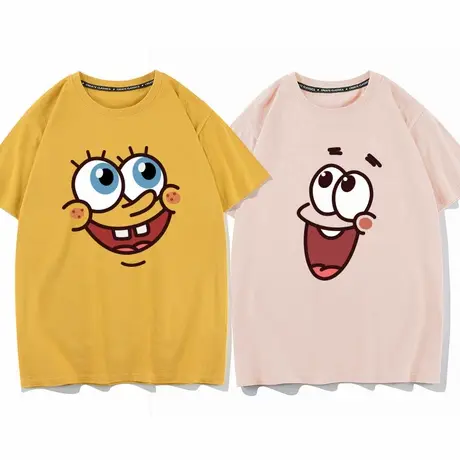 秀洛海绵宝宝派大星联名周边T恤男女纯棉短袖夏季新款半袖上衣图片