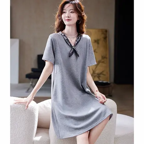 宝诗黎【新品价198元】V领系带短袖连衣裙FFP2180图片