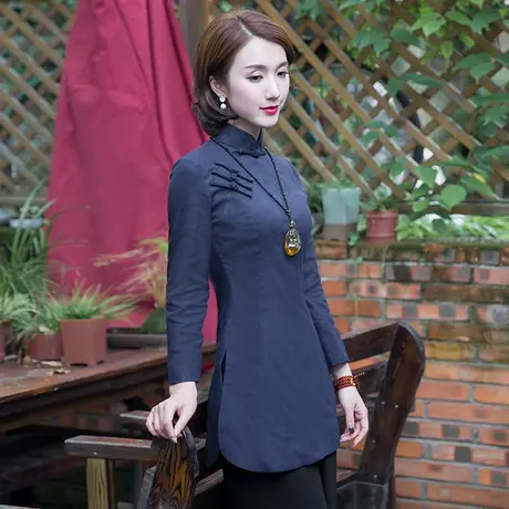 筠雅唐装女中国风改良旗袍上衣高端茶艺服装复古禅服中式禅意女装商品大图