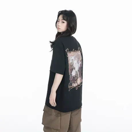 YEP2025春夏新款女花卉创意字母印花T恤休闲百搭高街潮流时尚上衣图片