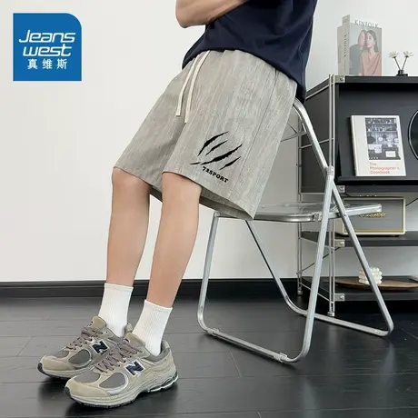 E8真维斯男装宽松直筒五分休闲裤2025夏季新款 男士简约百搭短裤商品大图