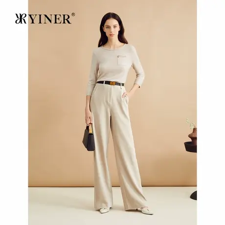 YINER音儿秋季时尚松弛感灯芯绒长裤百搭阔腿休闲裤图片