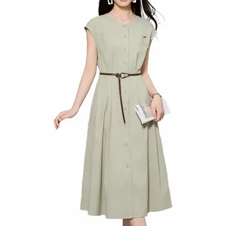 首尚格释2025夏季新品高级轻奢法式收腰职业气质无袖衬衫连衣裙女图片