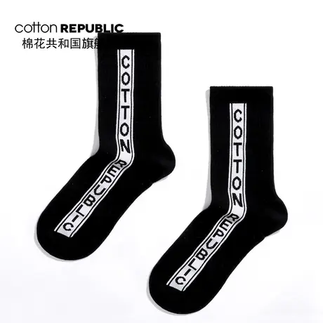 Cotton Republic/棉花共和国女士中筒袜2019秋冬情侣款休闲棉短袜图片