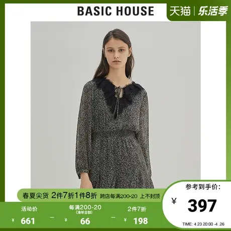 Basic House/百家好春秋女装黑色连衣裙女显瘦修身时尚淑HUOP528G图片