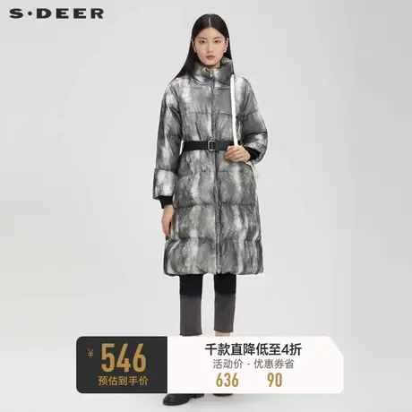 sdeer圣迪奥冬装女装时尚高领收腰长款羽绒服S22482404🧓商品大图