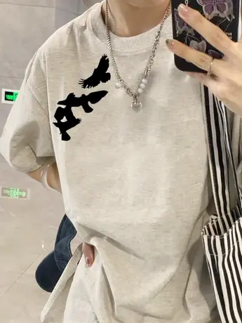 胖mm大码女装港味chic短袖t恤潮ins夏季灰色宽松纯棉百搭显瘦上衣商品大图