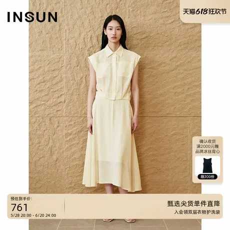 「任意套装」INSUN恩裳专选2025夏季休闲捏褶醋酸无袖衬衫图片