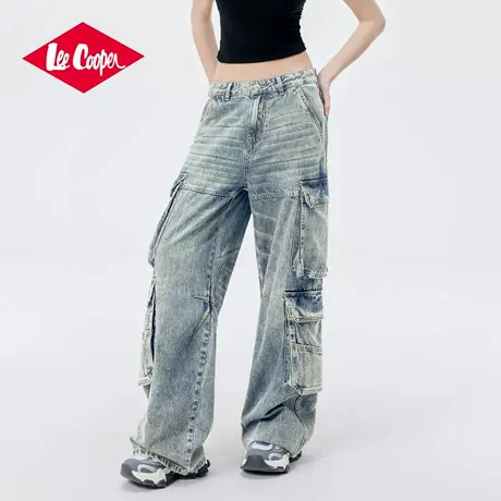 【孟子义同款】Lee Cooper/李库珀 牛仔裤女夏季多口袋复古工装裤图片