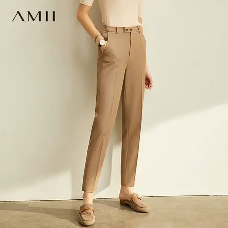 Amii2025夏季新款高腰九分裤西装裤女黑色休闲裤直筒裤显瘦裤子图片