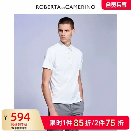 [含桑蚕丝]ROBERTA诺贝达男装男士短袖POLO衫夏季新款纯色T恤男商品大图