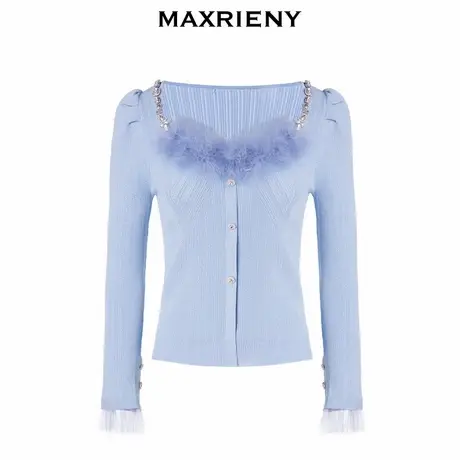 【奥莱】MAXRIENY浪漫复古感针织毛衫上衣女修身图片