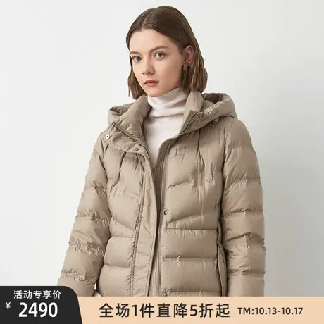 LANCY/朗姿鹅绒服冬季新款中长款羽绒服连帽保暖通勤高级外套商品大图