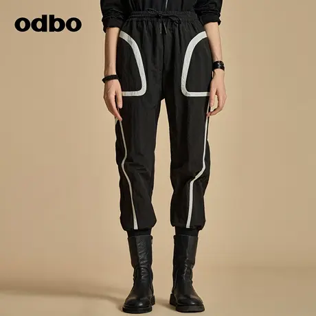 odbo/欧迪比欧原创设计时尚撞色立体休闲裤女秋冬新款运动裤商品大图