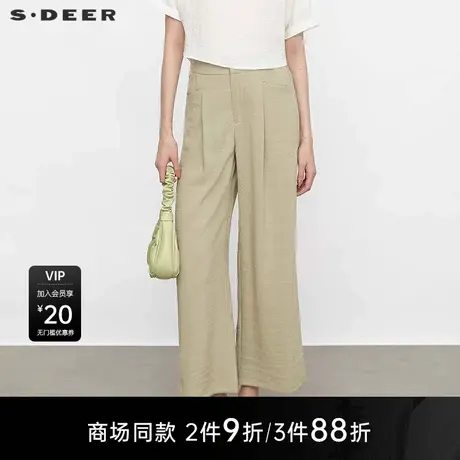【商场同款】sdeer圣迪奥女装松紧拼接插袋阔腿休闲长裤S25280803图片